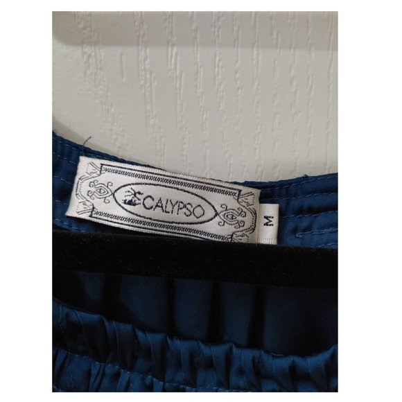 CALYPSO DARK BLUE TOP WITH PLEATED FLUTTER SLEEVES (US 6) - Picture 3 of 4